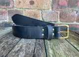 Black Buffalo Distressed Worn Look Leather Belt. Choice of Widths & Buckles.