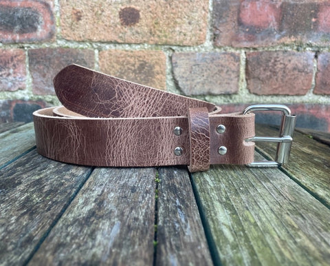 Light Brown Buffalo Distressed Worn Look Leather Belt. Choice of Widths & Buckles.