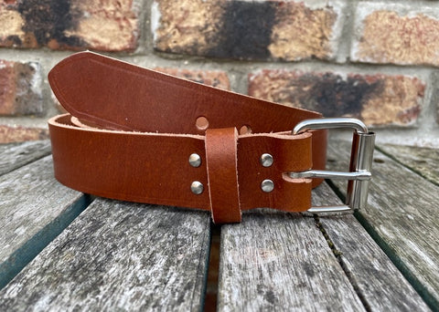 Brandy Buffalo Plain Leather Belt. Choice of Widths & Buckles.