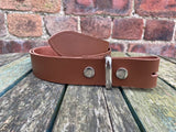 Chestnut Brown Leather Press Stud Snap Belt 3/4 - 2" Wide. Available with a choice of studs & loop.