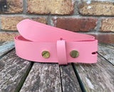 Pink Leather Press Stud Snap Belt 3/4 - 2" Wide. Available with a choice of studs & loop.
