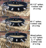 Spiked D & O-ring leather choker