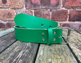 Green Leather Belt. Choice of Widths & Buckles.