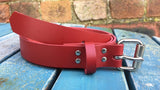 Red Leather Belt. Choice of Widths & Buckles.