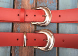 Leather Belt with 'Span' buckle 1 1/2" Wide. Available in a choice of colours.
