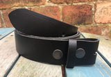 Black Leather Press Stud Snap Belt 3/4 - 2" Wide. Available with a choice of studs & loop.