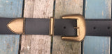 Leather Belt with 'Lariat' buckle set 1 1/2" Wide. Available in a choice of colours.