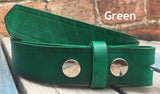 Veg Tan Leather Press Stud Snap Belt 3-3.5mm. Available 3/4" - 2" wide.