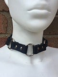Triple O-Ring or Heart Ring Leather Choker