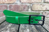 Plain leather 19mm or 25mm wide belt with matt black zinc buckle. Choice of 13 colours 121Z BK