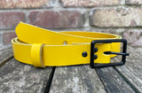Plain leather 19mm or 25mm wide belt with matt black zinc buckle. Choice of 13 colours 121Z BK