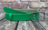 Plain leather 19mm or 25mm wide belt with chrome plated zinc buckle. Choice of 13 colours 121Z