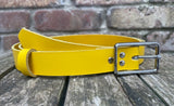 Plain leather 19mm or 25mm wide belt with chrome plated zinc buckle. Choice of 13 colours 121Z