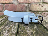 Plain leather 19mm wide belt with antique copper look steel buckle. Choice of 13 colours 1407