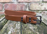 Plain leather 19mm wide belt with antique copper look steel buckle. Choice of 13 colours 1407