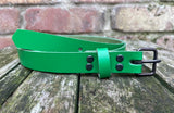 Plain leather 19mm wide belt with antique copper look steel buckle. Choice of 13 colours 1407