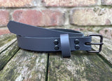 Plain leather 19mm wide belt with antique copper look steel buckle. Choice of 13 colours 1407