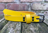 Plain leather 19mm wide belt with antique copper look steel buckle. Choice of 13 colours 1407
