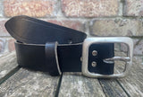 Buffalo leather 38mm wide belt with pewter buckle. Choice of 9 colours (215A)
