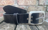 Buffalo leather 38mm wide belt with pewter buckle. Choice of 9 colours (215A)