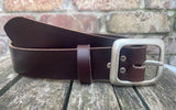 Buffalo leather 38mm wide belt with pewter buckle. Choice of 9 colours (215A)