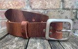 Buffalo leather 38mm wide belt with pewter buckle. Choice of 9 colours (215A)