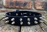 Double spiked leather choker 1/2"- 2" spikes approx 25mm wide. Choice of 13 colours