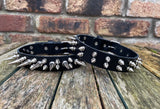 Double spiked leather choker 1/2"- 2" spikes approx 25mm wide. Choice of 13 colours