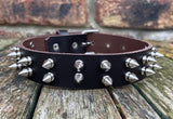 Double spiked leather choker 1/2"- 2" spikes approx 25mm wide. Choice of 13 colours