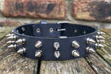 Double spiked leather choker 1/2"- 2" spikes approx 25mm wide. Choice of 13 colours