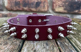 Double spiked leather choker 1/2"- 2" spikes approx 25mm wide. Choice of 13 colours