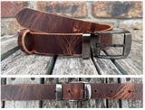 Buffalo leather 30mm wide belt with or without removable zinc antique silver buckle. Choice of 9 colours