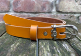 Plain leather 19mm wide belt with nickle plated steel buckle. Choice of 13 colours 685H