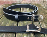 Plain leather 19mm wide belt with nickle plated steel buckle. Choice of 13 colours 685H