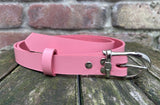 Plain leather 19mm wide belt with nickle plated steel buckle. Choice of 13 colours 685H