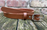 Plain leather 19mm wide belt with nickle plated steel buckle. Choice of 13 colours 692