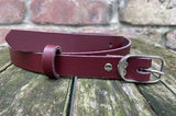 Plain leather 19mm wide belt with nickle plated steel buckle. Choice of 13 colours 692