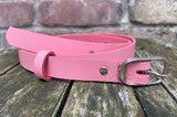 Plain leather 19mm wide belt with nickle plated steel buckle. Choice of 13 colours 692