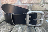 Buffalo leather 38mm wide belt with pewter double roller buckle. Choice of 9 colours (852)