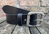 Buffalo leather 38mm wide belt with pewter double roller buckle. Choice of 9 colours (852)