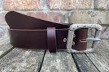 Buffalo leather 38mm wide belt with pewter double roller buckle. Choice of 9 colours (852)