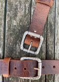 Buffalo leather 38mm wide belt with pewter double roller buckle. Choice of 9 colours (852)