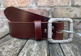 Buffalo leather 38mm wide belt with pewter double roller buckle. Choice of 9 colours (852)
