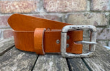 Buffalo leather 38mm wide belt with pewter double roller buckle. Choice of 9 colours (852)