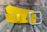 Plain leather belt with pewter double roller buckle. 38mm wide choice of colour 852