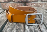 Plain leather 35mm wide belt with stainless steel buckle. Choice of 13 colour 9901BSS