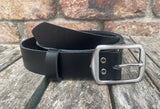 Plain leather belt with stainless steel buckle. 35mm wide choice of colour 9901BSS