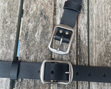 Plain leather 35mm wide belt with stainless steel buckle. Choice of 13 colour 9901BSS