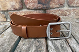 Plain leather belt with stainless steel buckle. 35mm wide choice of colour 9901BSS