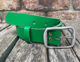 Plain leather belt with stainless steel buckle. 35mm wide choice of colour 9901BSS